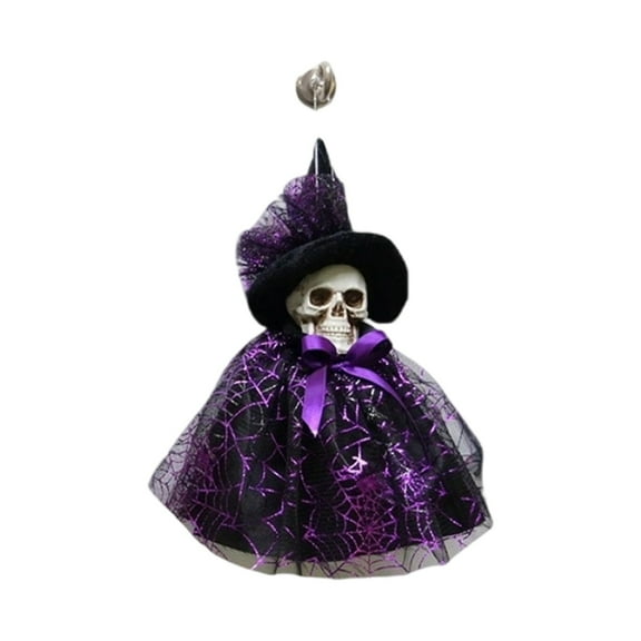 Uxgjfwu Skeleton Witch Pendant Hanging Ornament, Halloween Skull Decor, Spooky Witchcraft Theme For Party Ceiling Or Tree Accent, Chilling Festive Display