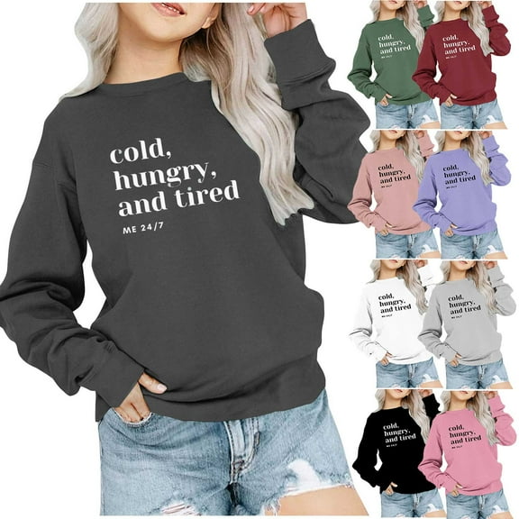 Uxgjfwu Sleep Shirts Girls Crewneck Oversized Sweatshirt Kids Fashion Long Sleeve Pullover Tops 1-12 Years