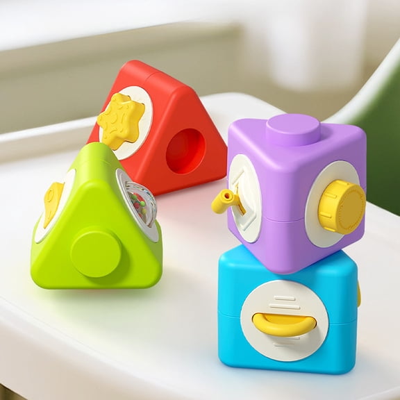 Uxgjfwu Stacking Blocks Educational Building Set, Fine Motor Skills Development Activity Cube Toy with Nesting Pieces, Early Learning Plaything for Hand Eye Coordination