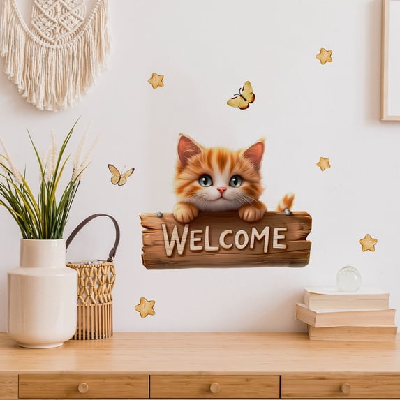 Uxgjfwu Static Cling Christmas Decor, Removable PVC Wall Sticker with Cat Design for Windows or Tiles, Reusable Holiday Decal for Home, Mall Display, Festive Window Art