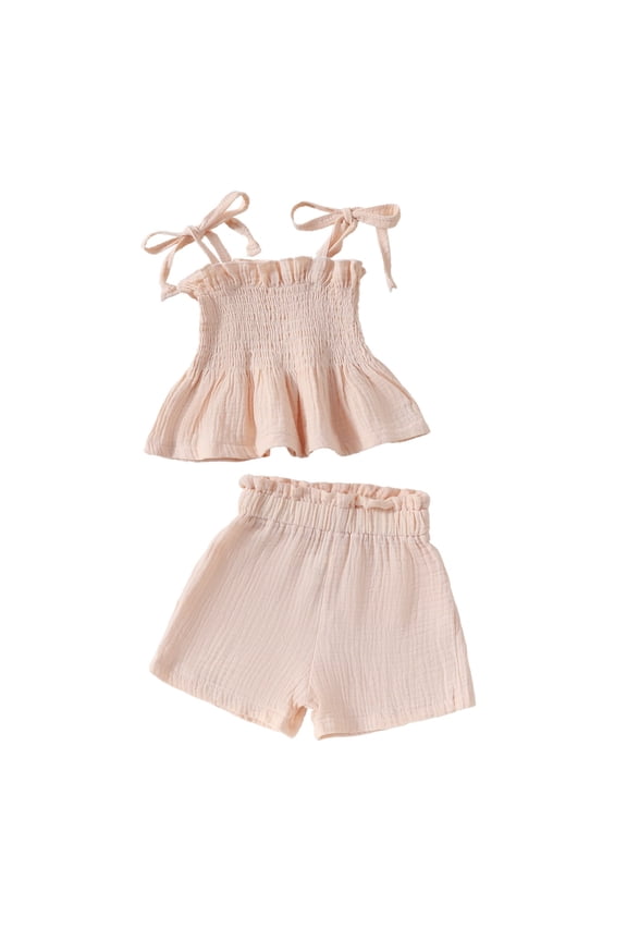 Summer Girls Clothing Sets Cool Girls Outfit Solid Color Clothing Sets Casual Sleeveless Camisole Shorts Sets