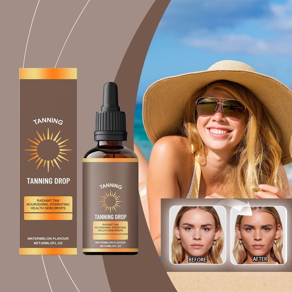 Uxgjfwu Sunless Facial And Body Tanning Drops, Watermelon Self Tanning Solution, Hydrating Formula for Gradual Natural Skin Toner (60ML/2FL.OZ)