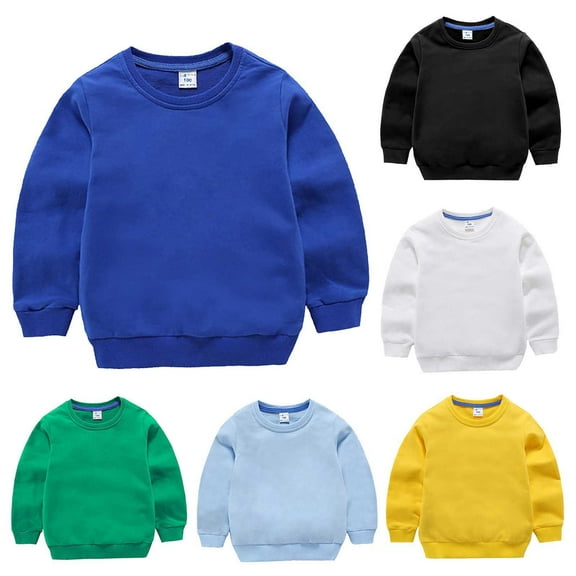 Uxgjfwu Sweatshirts for Kids Long Sleeve Shirts Boys and Girls Casual Sweatshirt Children Solid Color Sweater Kids Pullover Outerwear Winter Shirts
