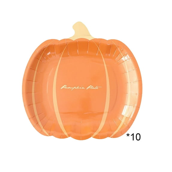 Uxgjfwu Thanksgiving Pumpkin Paper Plates 7 Inch 10 Pack Harvest Party Dessert Disposable Tableware for Celebrations