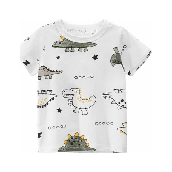 Uxgjfwu Toddler Baby Boys' Round Neck Short Sleeve Cotton Fashion English Print T-shirt 4-5 Years