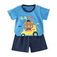 thumbnail image 1 of Uxgjfwu Toddler Boy Summer Outfits Cute Printed Short Sleeve Top and Shorts Set Summer Clothes, Sizes 3M-6T,Blue, 1 of 3