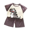 thumbnail image 1 of Uxgjfwu Toddler Boy Summer Outfits Cute Printed Short Sleeve Top and Shorts Set Summer Clothes, Sizes 3M-6T,Gray, 1 of 3