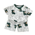 thumbnail image 1 of Uxgjfwu Toddler Boy Summer Outfits Cute Printed Short Sleeve Top and Shorts Set Summer Clothes, Sizes 3M-6T,Green, 1 of 3