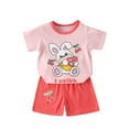 thumbnail image 1 of Uxgjfwu Toddler Boy Summer Outfits Cute Printed Short Sleeve Top and Shorts Set Summer Clothes, Sizes 3M-6T,Pink, 1 of 3