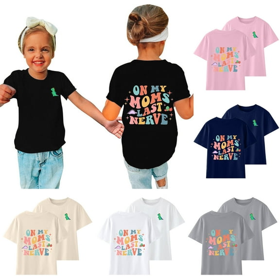 Uxgjfwu Toddler Boys Girls Graphic Print Short Sleeve Cotton T-shirt Casual Summer Clothes Tops Sizes 3-14,Blue