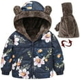 thumbnail image 1 of Uxgjfwu Toddler Fleece Lined Jackets Infant Boys Girls Flower Print Plush Cute Winter Thick Casual Keep Warm Hooded Coat Jacket, 1 of 8