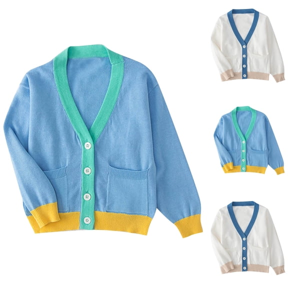 Uxgjfwu Toddler Girl Jacket Toddler Kids Baby Girls Fashion Cute Color Pocket Long Sleeved Thin Style Button Cardigan Coat