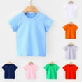 thumbnail image 1 of Uxgjfwu Toddler Girls Boys Plain Print Short Sleeve Cotton T-shirt Summer Comfortable Top Tee Sizes 12M-12T,Blue, 1 of 6