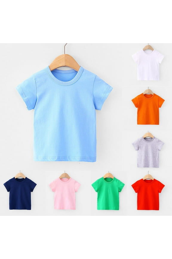 Uxgjfwu Toddler Girls Boys Plain Print Short Sleeve Cotton T-shirt Summer Comfortable Top Tee Sizes 12M-12T,Gray