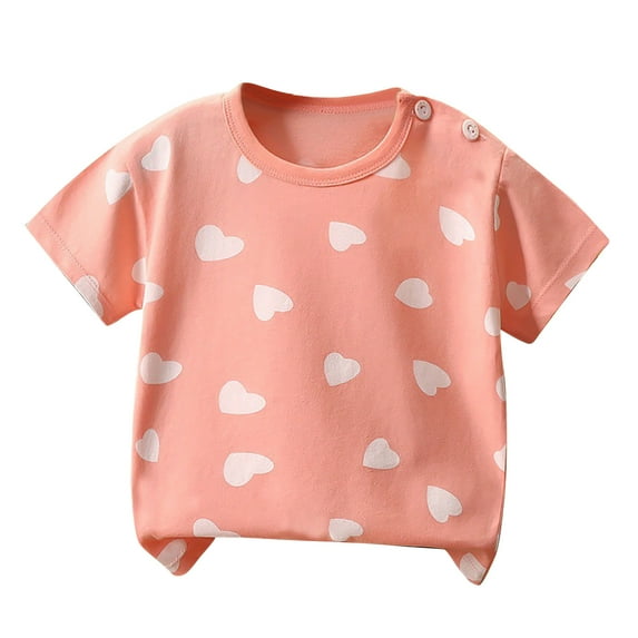 Uxgjfwu Toddler Girls Boys Summer Short Sleeve Prints T Shirt Tops Baby Summer Clothes Sizes 6M-5T,Pink