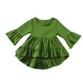 thumbnail image 1 of Uxgjfwu Toddler Girls Dress Shirts Cute Solid Color Ruffles Tops Trumpet Long Sleeves Tops Ruffly Shirts, 1 of 8