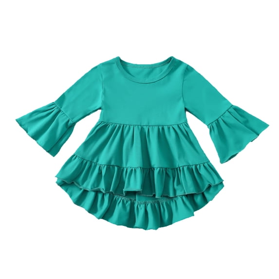 Uxgjfwu Toddler Girls Dress Shirts Cute Solid Color Ruffles Tops Trumpet Long Sleeves Tops Ruffly Shirts
