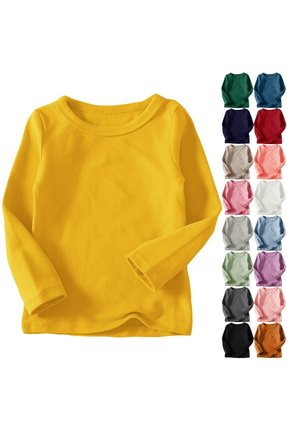Uxgjfwu Toddler Kids Boys Girls Shirts Candy Color Long Sleeve Bottom Shirt Tops Sizes 6M-10T,Gray