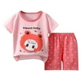 thumbnail image 1 of Uxgjfwu Toddler Outfit Kids Summer Clothing Round Neck Short Sleeve Shirt Printed Shorts Sets Casual Homewear Set, 1 of 3