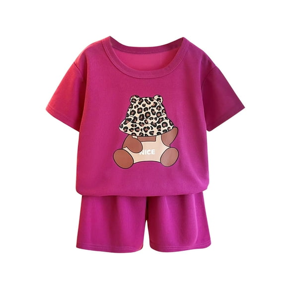 Uxgjfwu Toddler Outfit Summer Clothing Sets Printed Tops Boys and Girls Casual Short Sleeve Shirts Shorts 2PC Sets
