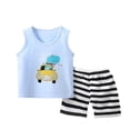 thumbnail image 1 of Uxgjfwu Toddler Outfit for Boys and Girls Summer Shorts Sleeve Shirts Shorts Sets Cute Printed Outfits Round Neck Tank Shorts Sets, 1 of 3