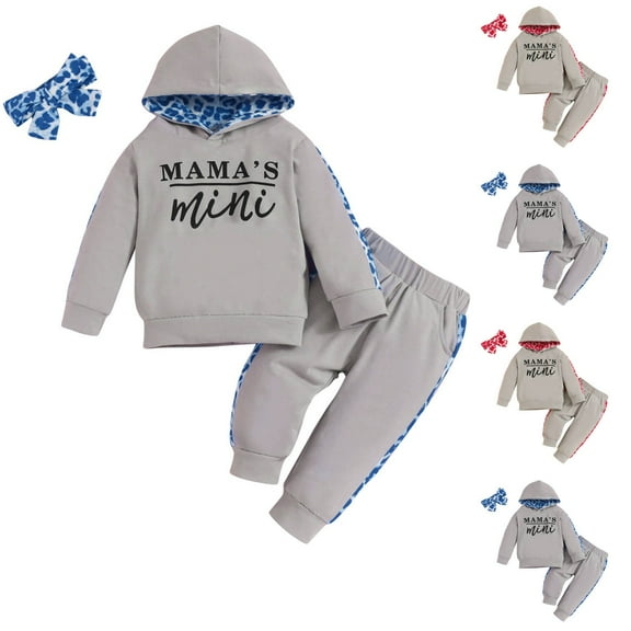 Uxgjfwu Toddler Outfits Long Sleeve Hooded Set Sweater Pocket Round Neck Sweater Long Pants Set Two-piece Set, Sizes 3-12M,Red