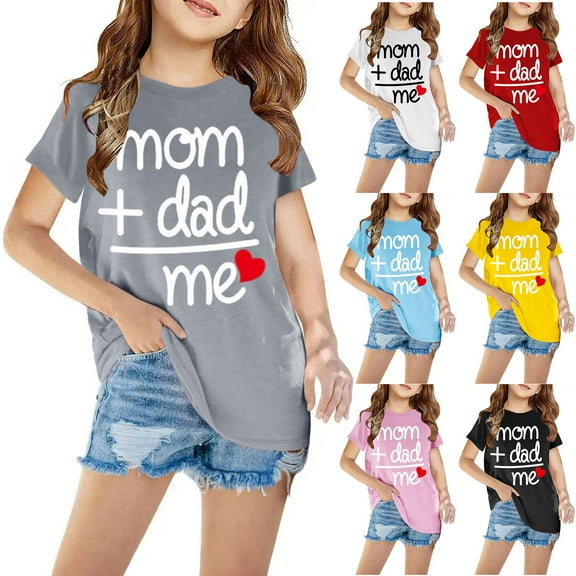 Uxgjfwu Toddler Shirts Summer Short Sleeve Graphic T-Shirt Casual Round Neck Top for Girls and Boys T-Shirt Tee, Sizes 3-14