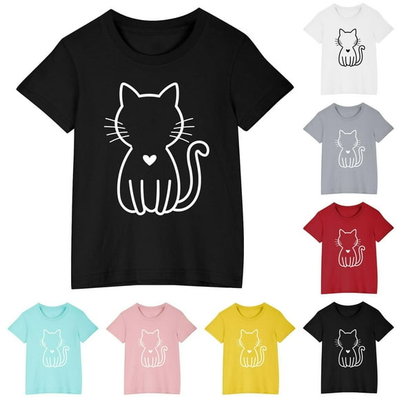 Uxgjfwu Toddler Short Sleeve Graphic T-Shirt Kids Boys Girls Cotton T-shirt Cute Print Tee Tops Summer Clothes, Sizes 3-10