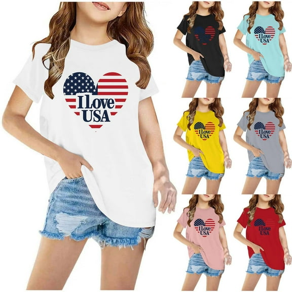 Uxgjfwu Toddler Short Sleeve Graphic T-Shirt Kids Boys Girls Cotton T-shirt Cute Round Neck Print Tee Top, Sizes 3-10