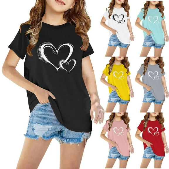 Uxgjfwu Toddler Short Sleeve Graphic T-Shirt Kids Boys Girls Cotton T-shirt Cute Round Neck Print Tee Top, Sizes 3-10