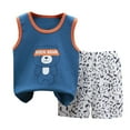 thumbnail image 1 of Uxgjfwu Toddler Summer Outfits Boys Girls Print Sleeveless Shorts Set Casual Summer Sports Set, Sizes 0-4T,Blue, 1 of 3