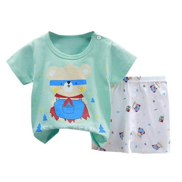 Uxgjfwu Toddler Summer Outfits Cotton Printing Short Sleeve Shorts Set Toddler Summer Clothes, Sizes 3M-6T,Green