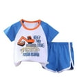thumbnail image 1 of Uxgjfwu Toddler Summer Outfits Cute Printed Round Neck Short Sleeve Tops and Shorts Set Summer Clothes, Sizes 3M-5T,Blue, 1 of 3