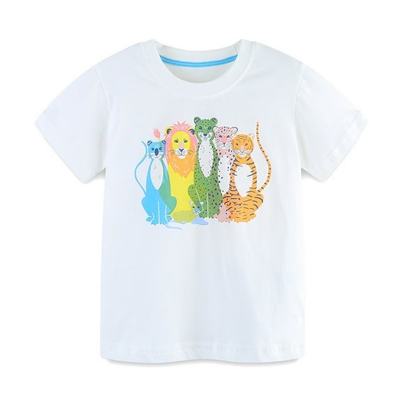 Uxgjfwu Toddler T Shirts 2-7Years T-shirt Print Round Neck Top Pullover Boys Short Sleeve 2-3 Years