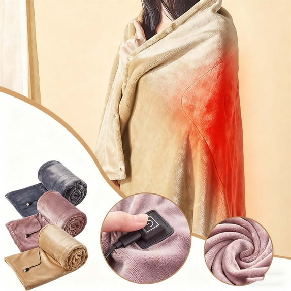 Uxgjfwu USB Heated Flannel Blanket, Low Voltage Safety Electric Mattress Pad with Three Temperature Settings, 140x80cm Warm Throw for Bed, Sofa, Office, Leak Proof