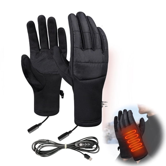 Uxgjfwu USB Rechargeable Heated Winter Gloves, Three-Temperature Adjustable Touchscreen Gloves, Water-Resistant Heating Gloves for Driving, Cycling, and Outdoor Use