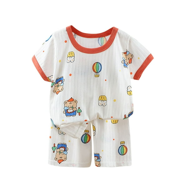 Uxgjfwu Under 5$ Outfit Kids Casual Short Sleeve Shirts Round Neck Tops Shorts Sets Loungwear Summer Clothing Sets