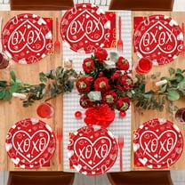 Uxgjfwu Valentine's Day Party Plates, 20-Piece Dinnerware Set for Celebrations, Themed Tableware for Birthdays, Special Events