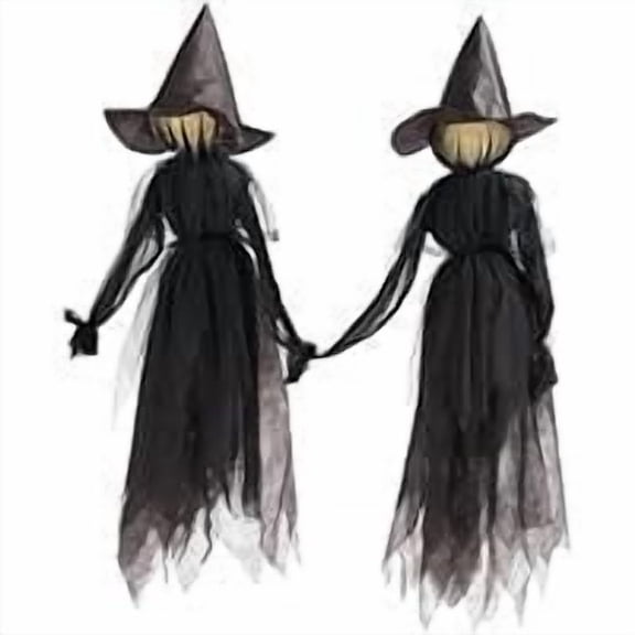 Uxgjfwu Voice Control Witch Decoration, Colorful Luminous Holding Hands Witch, Motion Activated for Halloween Party, Indoor Outdoor Decor