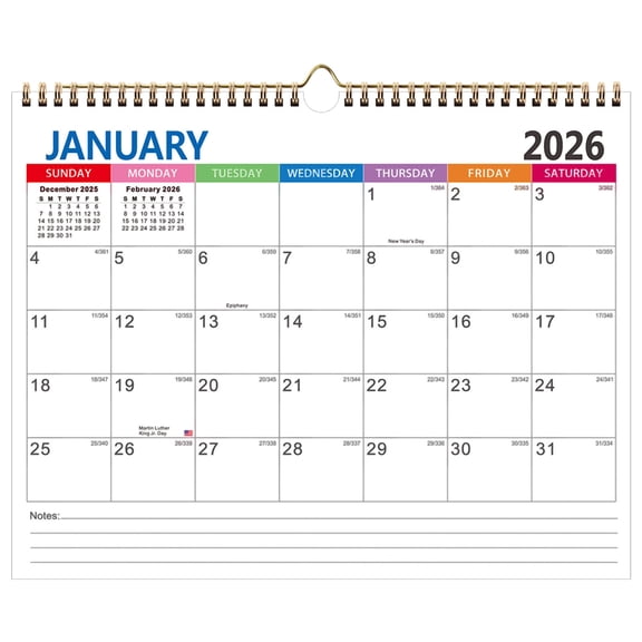 Uxgjfwu Wall Calendar 2025-2026 Simplified Coil Design 365 Day Countdown English Version for Office Home School Planning Organizer