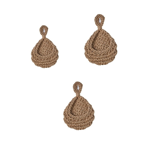 Uxgjfwu Wall Storage Baskets 3 Pack Small Sizes Hand-Woven Teardrop Mesh Pocket Hanging Organizer for Fruits Vegetables Pantry Countertop Small Space Decor