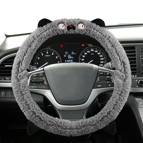 Uxgjfwu Winter Steering Wheel Cover, Imitation Mink Fluffy Cover for Cars, Universal Steering Wheel Cover for Warmth, Grip, Cold Weather Driving