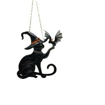 Uxgjfwu Witch Wind Chime, Hanging Bat Window Decor for Halloween Outdoor Home, Spooky Party Supplies Accessory