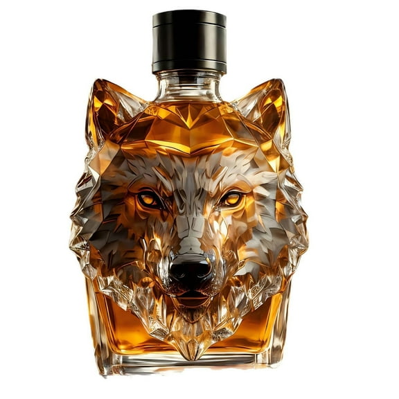 Uxgjfwu Wolf Head Whiskey Bottle High Borosilicate Glass Animal Shape Decanter for Liquor Wine Gift Bar Home Display