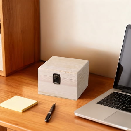 Uxgjfwu Wooden Flip Top Storage Box, Handcrafted Solid Wood Container for Home Organization, Office Supply Holder, Decorative Box with Smooth Lid, Functional Decor