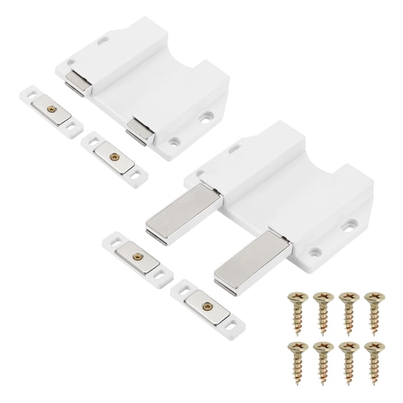 Uxvell 2 Pcs Magnetic Push Latch, Big Double Push to Open Door Touch Latch, White