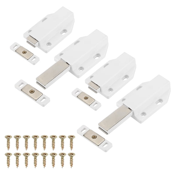 Uxvell 4 Pcs Magnetic Push Latch, Big Single Push to Open Door Touch Latch, White