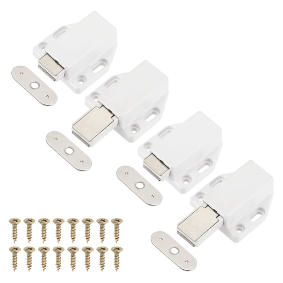 Uxvell 4 Pcs Magnetic Push Latch, Small Single Push to Open Door Touch Latch, White
