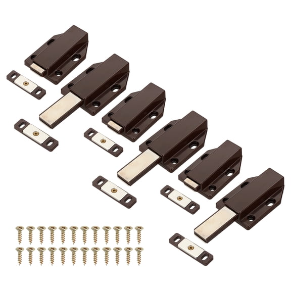 Uxvell 6 Pcs Magnetic Push Latch, Big Single Push to Open Door Touch Latch, Brown