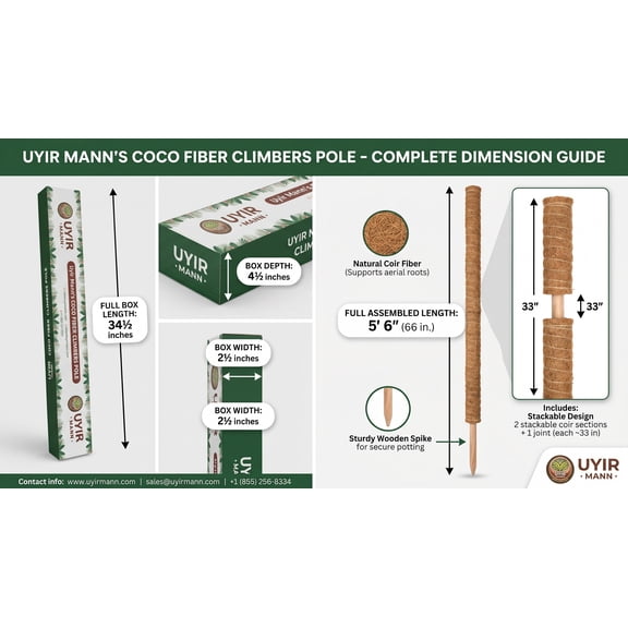 UyirMann Premium Coco Fiber Climber Pole  Stackable Plant Support System